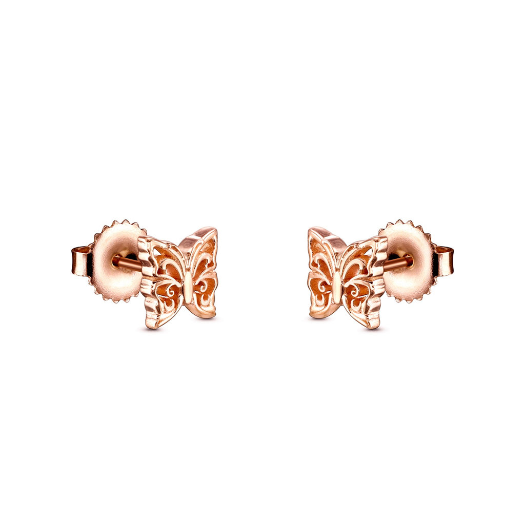 14K Rose Gold Butterfly Stud Earrings – 1.7g