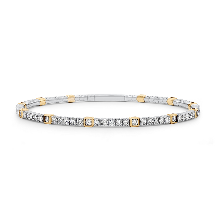 14K White Gold Flexi Bangle with Yellow Gold Bezel – 2.10ctw.