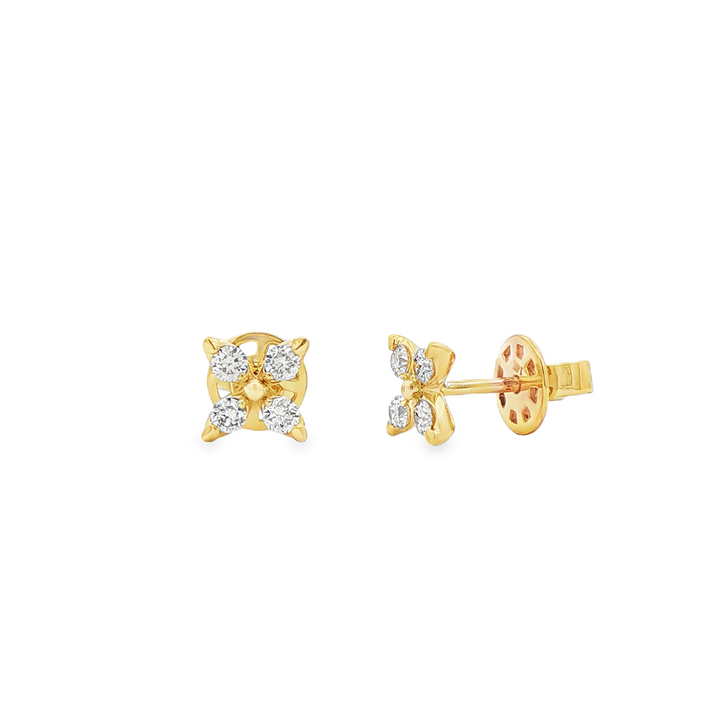 14K Yellow Gold Butterfly Natural Diamond Stud Earrings – 0.37ctw, 6.5mm, 1.8g