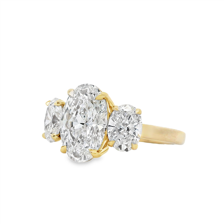 14K Yellow Gold 3-Stone Lab-Grown Oval Diamond Ring – Size 6.5