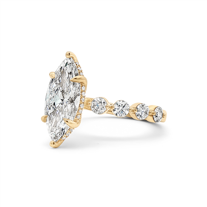 14K Yellow Gold Bubble Lab Grown Diamond Semi-Mount Engagement Ring (Marquise)