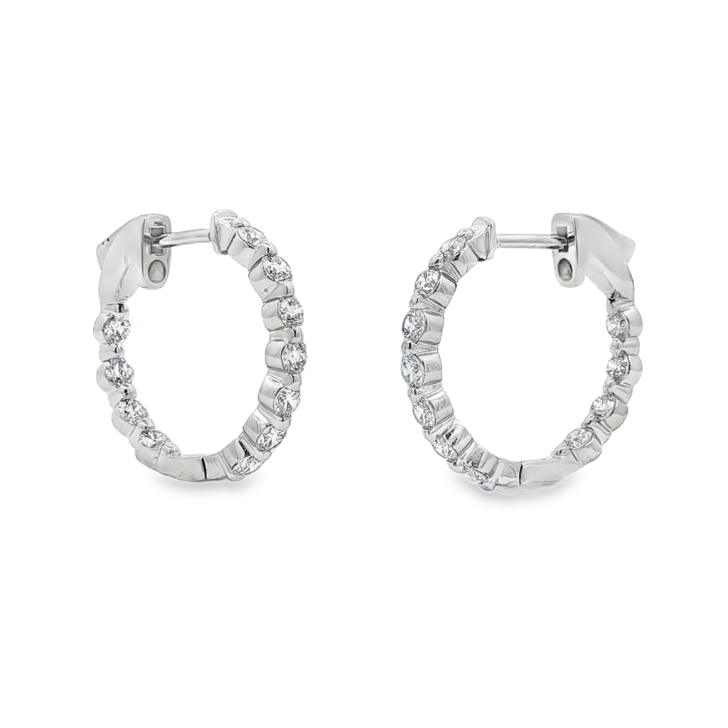14K White Gold Inside-Out Lab Diamond Hoop Earrings – 18.9x2.5mm, 1.22ctw, 4g