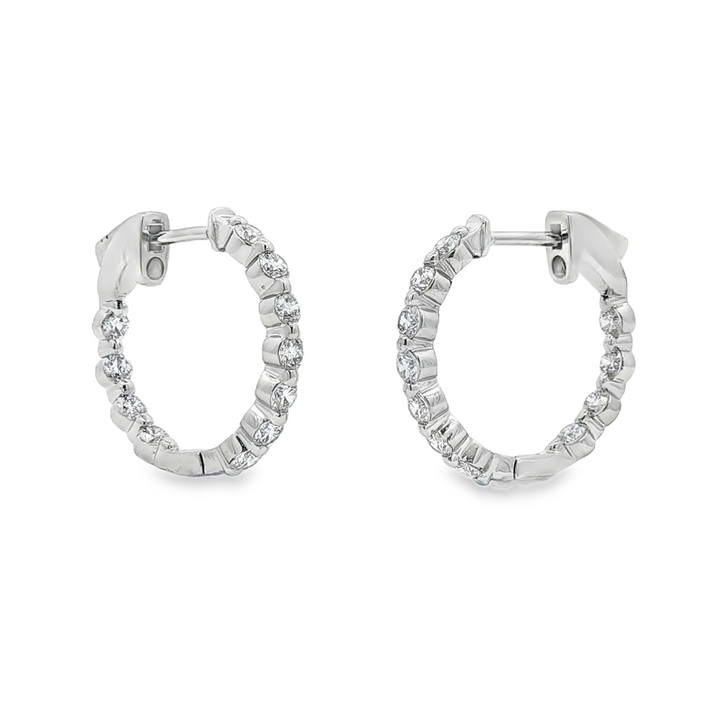 14K White Gold Inside-Out Lab Diamond Hoop Earrings – 18.9x2.5mm, 1.22ctw, 4g