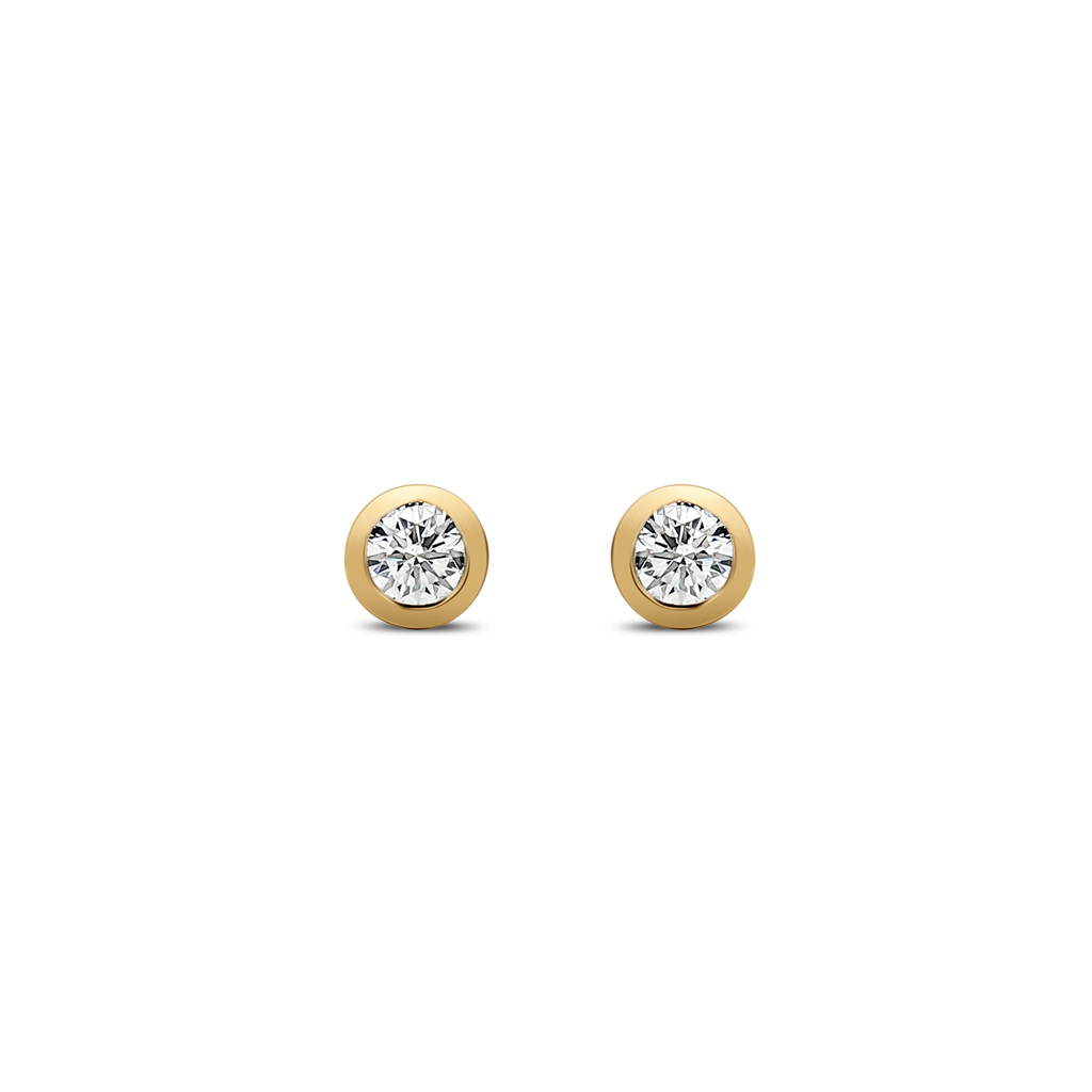14K Yellow Gold Lab Diamond Bezel Stud Earrings – 0.77ctw, VVS2–VS1, D–E, 1g