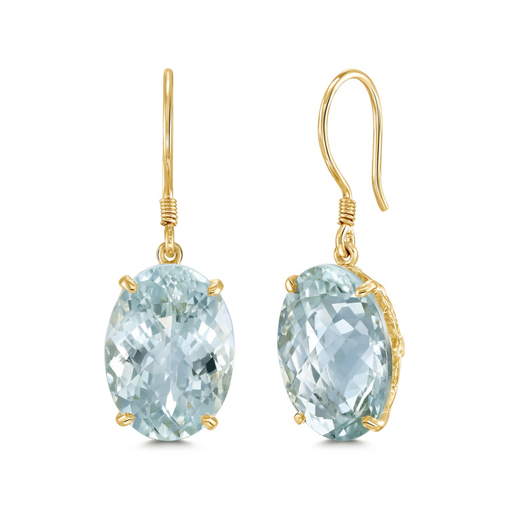 18K Yellow Gold Green Quartz Earings 20.02ctw.