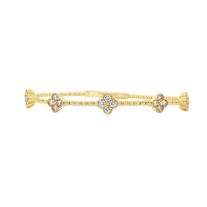 14K Yellow Gold Extra Large Flower Flexi Bracelet – 1.10ctw Natural Diamonds, 6.6g