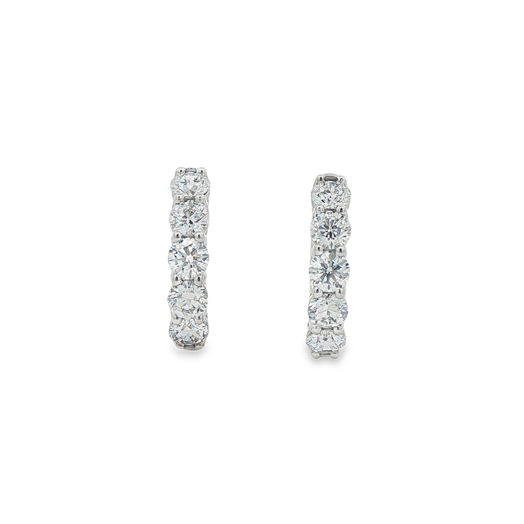 14K White Gold Lab Diamond Hoop Earrings – 2.47ctw, 18.8x4mm, DEF VS–VVS, 6.7g