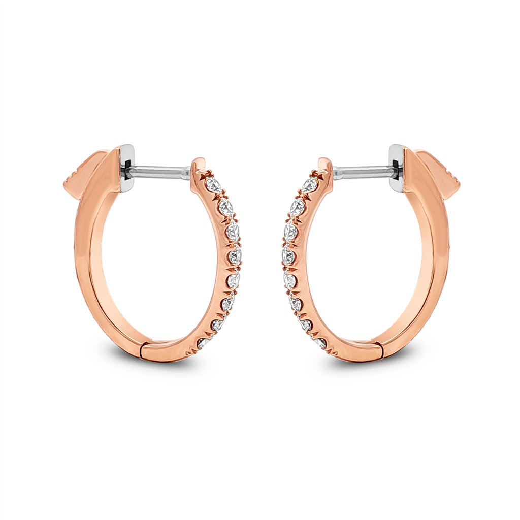 14K Rose Gold Natural Diamond 18.5mm Oval Hoop Earrings – 0.48ctw