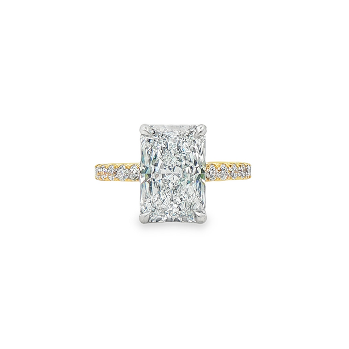 18K Yellow Gold & Platinum Head Lab-Grown Diamond Cathedral Hidden Halo Semi-Mount Engagement Ring – 0.68ctw