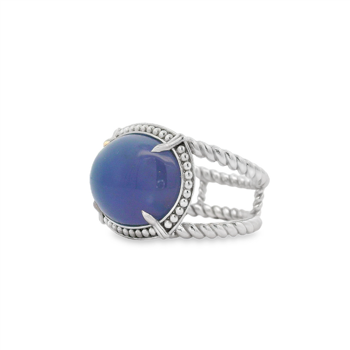 14KW Lavender Chalcedony Cabochon Ring – 9.06ct.