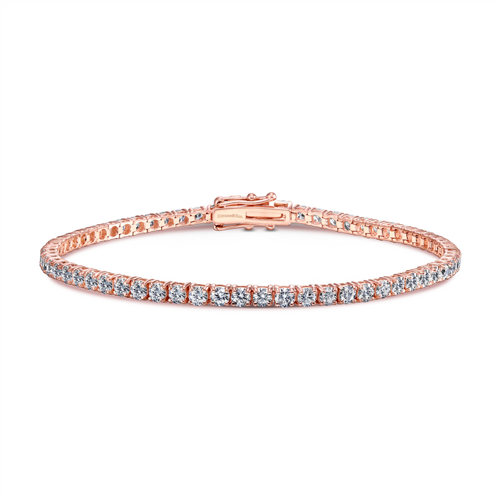 14K Rose Gold Diamond Tennis Bracelet 4.01ctw.