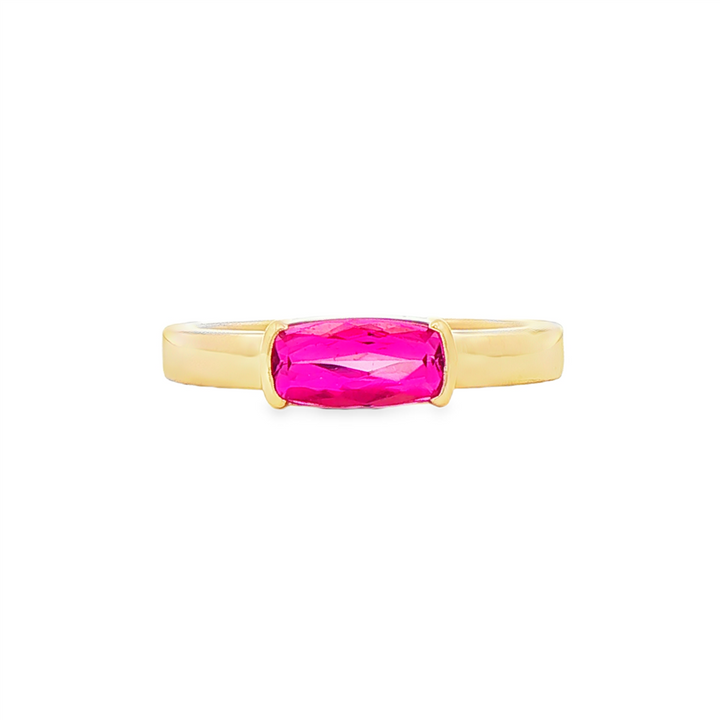 14K Yellow Gold Pink Tourmaline Semi-Bezel Ring – 1.16ct