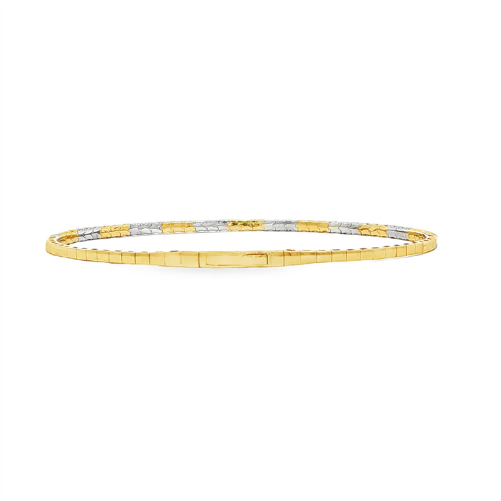14K White & Yellow Gold 2.2mm Diamond and Sapphire Flexible Bangle - 1.10ctw.