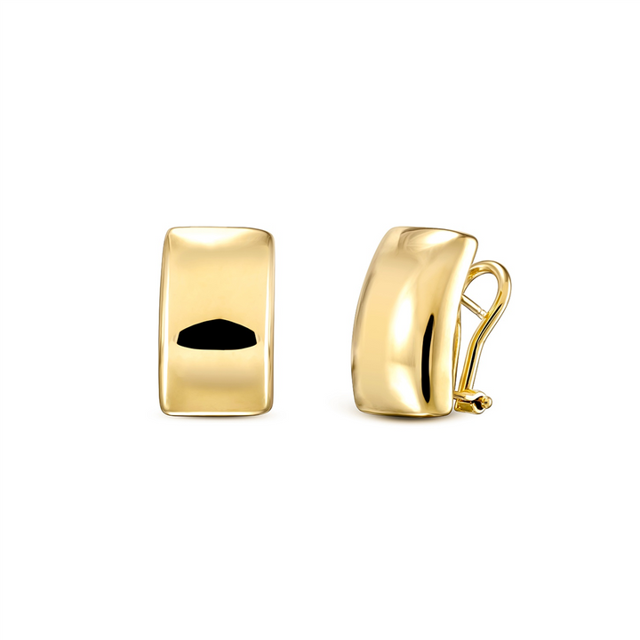 14K Yellow Gold Electroform Square Huggie