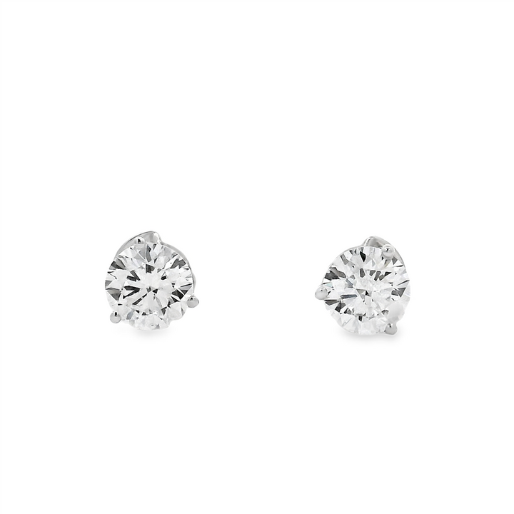 14K White Gold 1.06ctw Round Lab Grown Diamond Stud Earrings – VVS2, D