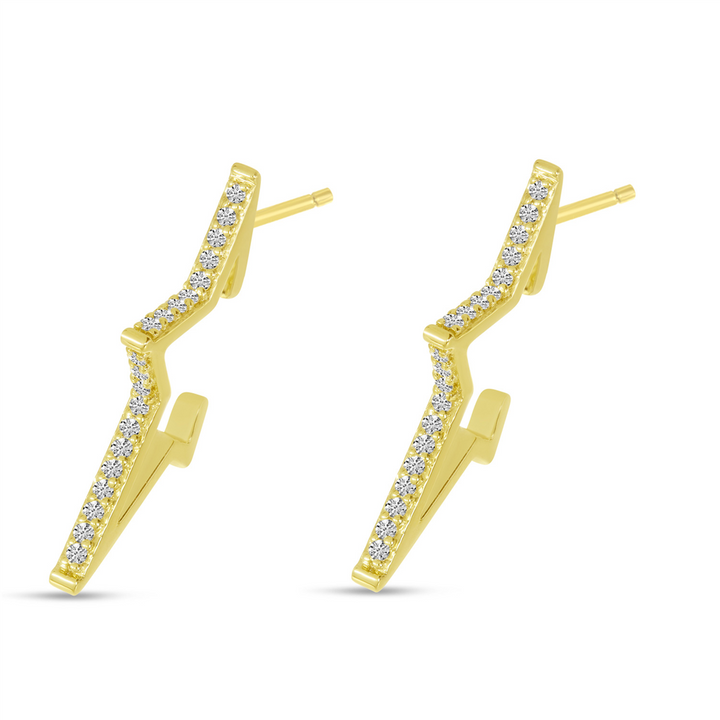 14K Yellow Gold Star Design Huggie Earring 0.14ctw.