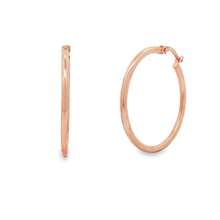 14K Rose Gold Hoop Earrings 25x2mm – 1.6g