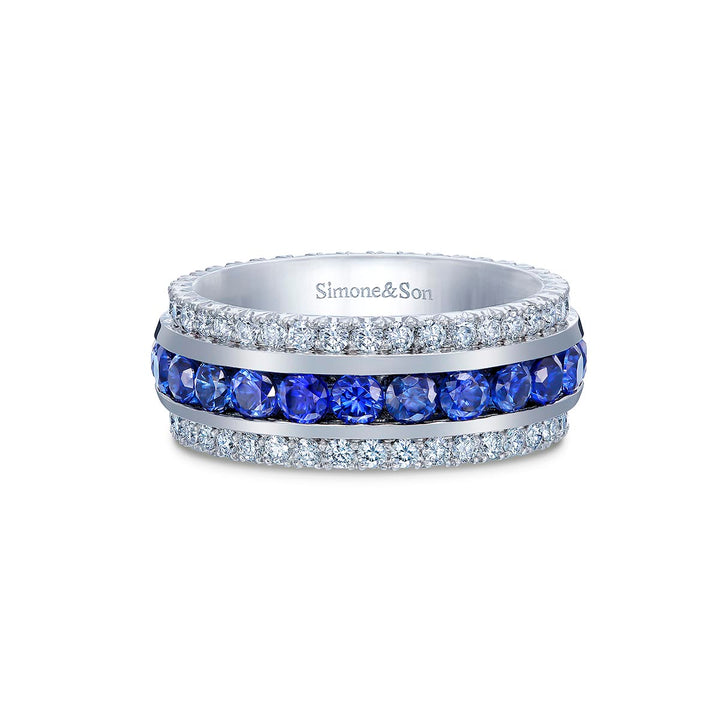 Platinum Eternity Ring - Featuring 2.45ctw Blue Sapphires & .85ctw Diamonds