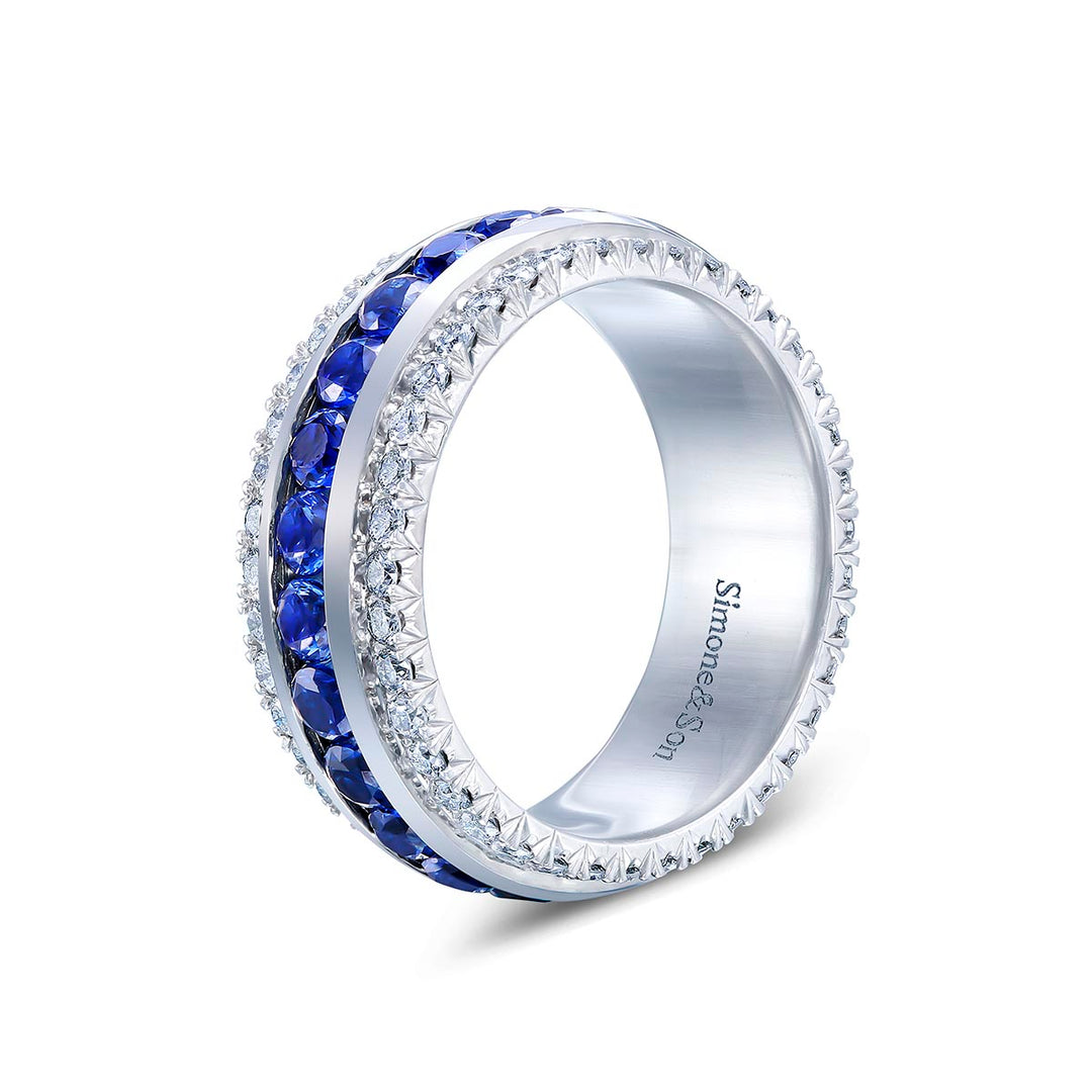 Platinum Eternity Ring - Featuring 2.45ctw Blue Sapphires & .85ctw Diamonds