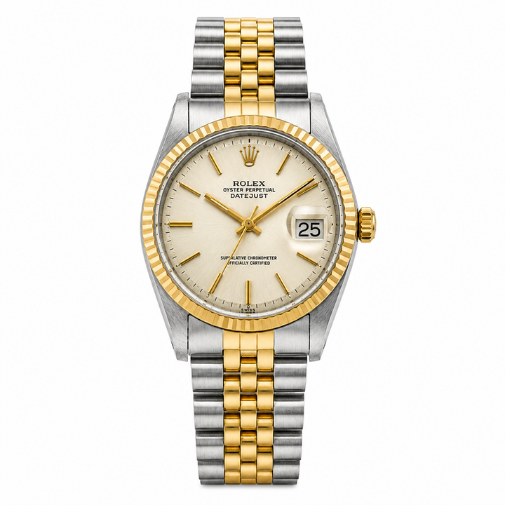 Rolex Datejust 36mm Automatic Two-Tone Stainless Steel & 18K Yellow Gold Watch 1601 Silver Dial