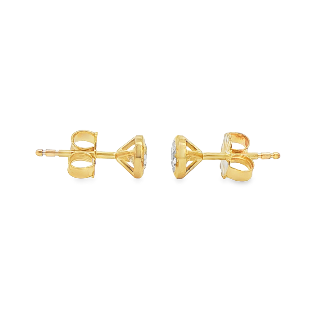 14K Yellow Gold Lab Diamond Bezel Stud Earrings – 0.53ctw, VVS2–VS1, D–E
