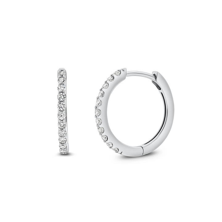 14K White Gold Natural Diamond Hoop Earrings – 16 × 1.5mm, 0.32ctw, 2.2g