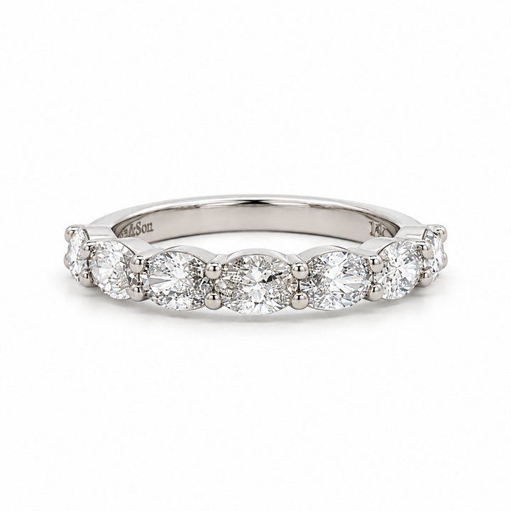 14K White Gold 1.21 CTW Lab-Grown Oval Diamond East-West Seven-Stone Band