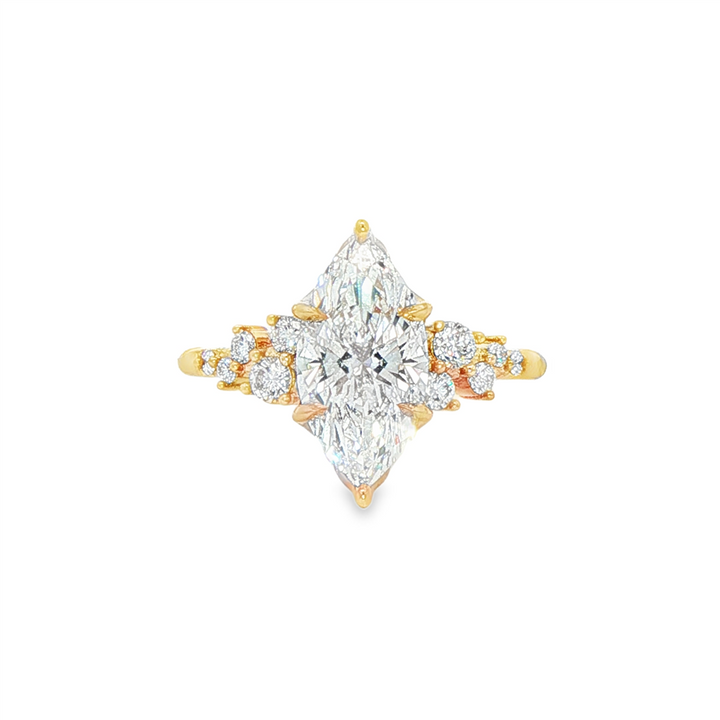 14K Yellow Gold Lab Grown Diamond "Cluster" Semi-Mount – 0.26ctw