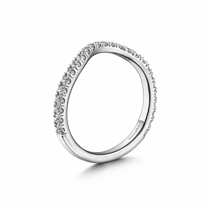 14K White Gold Curved Diamond Wedding Band - 0.38ctw.