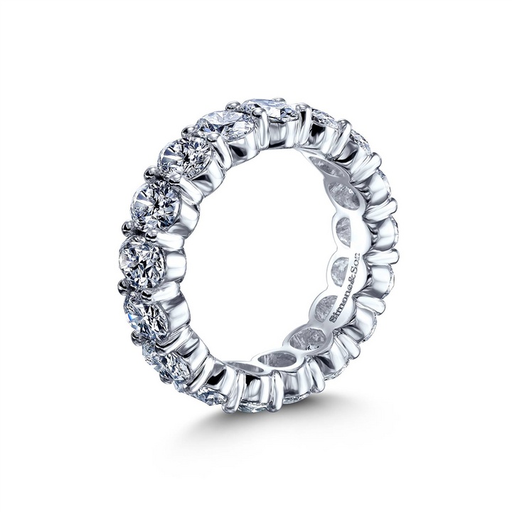 18K White Gold Natural Oval Diamond Eternity Band 5.48ctw.