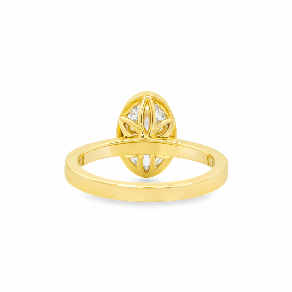 14K Yellow Gold Bezel Engagement Ring with IGI-Certified Lab-Grown Oval Diamond – 2.95ct.