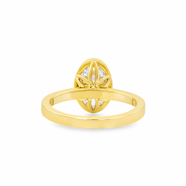 14K Yellow Gold Bezel Engagement Ring with IGI-Certified Lab-Grown Oval Diamond – 2.95ct.
