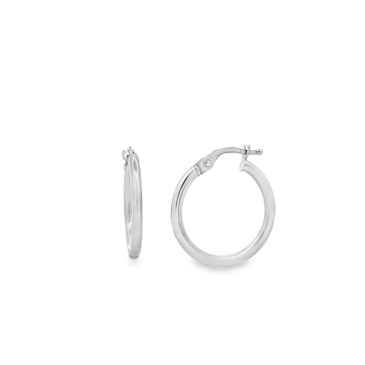 14K White Gold Light Hoop Earrings 2x15mm – 1.1g