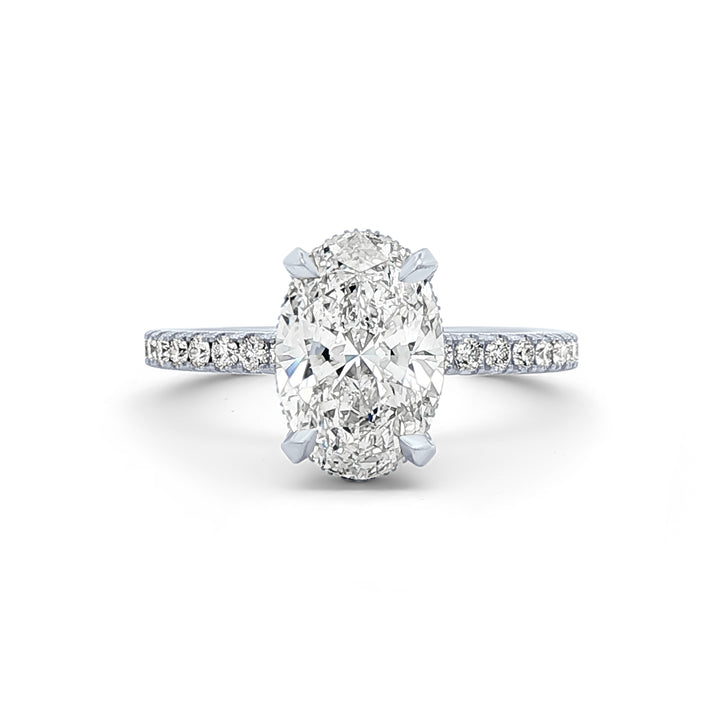 14K White Gold "Sunflower" Lab Grown Diamond Center and Natural Side Stone Engagement Ring – 2.43ctw
