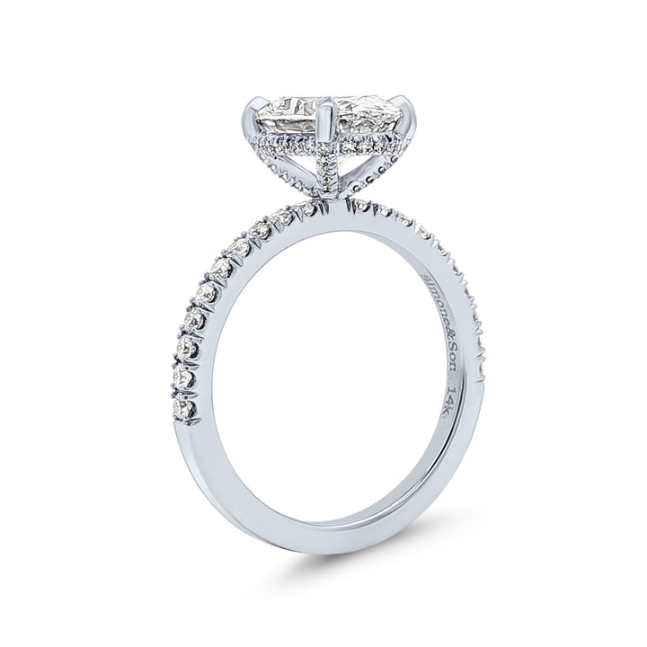 14K White Gold "Sunflower" Lab Grown Diamond Center and Natural Side Stone Engagement Ring – 2.43ctw