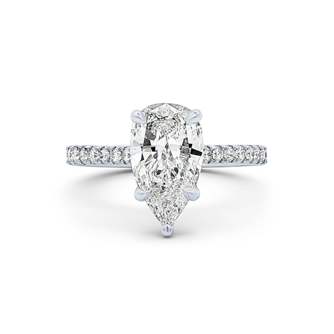 Platinum Natural Diamond Pear Shape Engagement Ring – 2.19ctw.