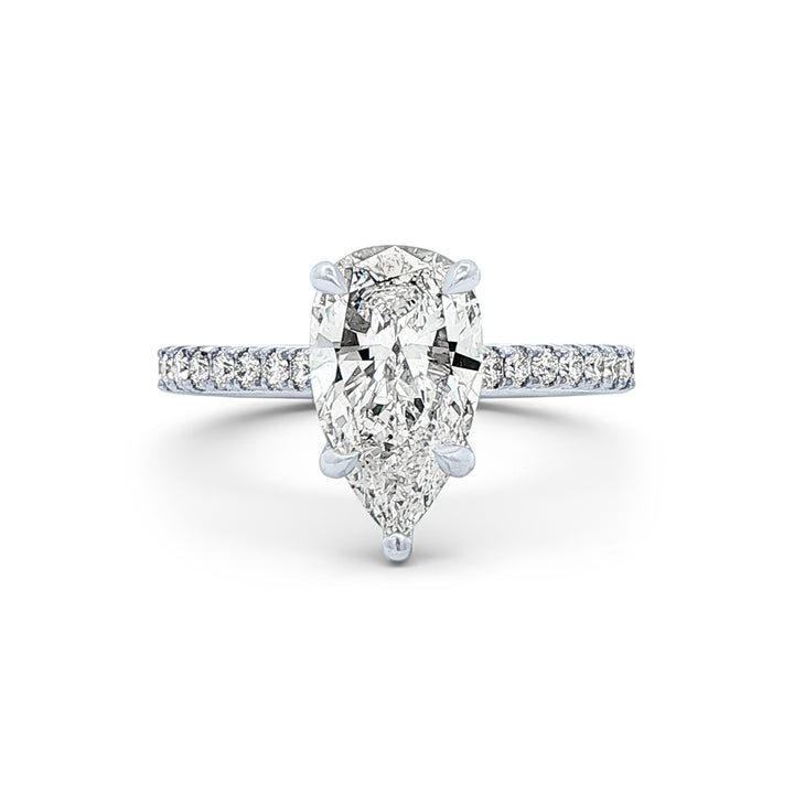 Platinum Natural Diamond Pear Shape Engagement Ring – 2.19ctw.