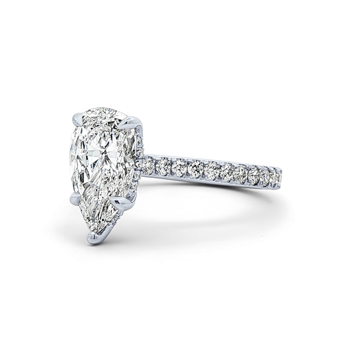 Platinum Natural Diamond Pear Shape Engagement Ring – 2.19ctw.