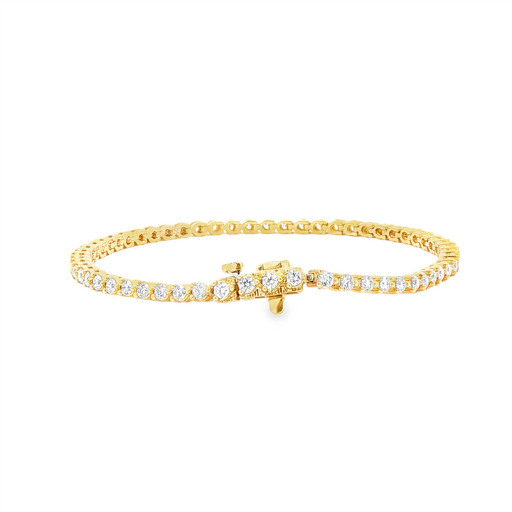 14K Yellow Gold 2mm Lab Grown Diamond Tennis Bracelet – 2.00ctw.