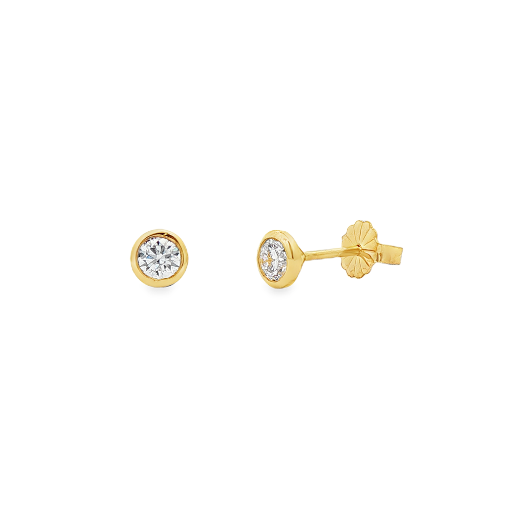 14K Yellow Gold Lab Diamond Bezel Stud Earrings – 0.53ctw, VVS2–VS1, D–E