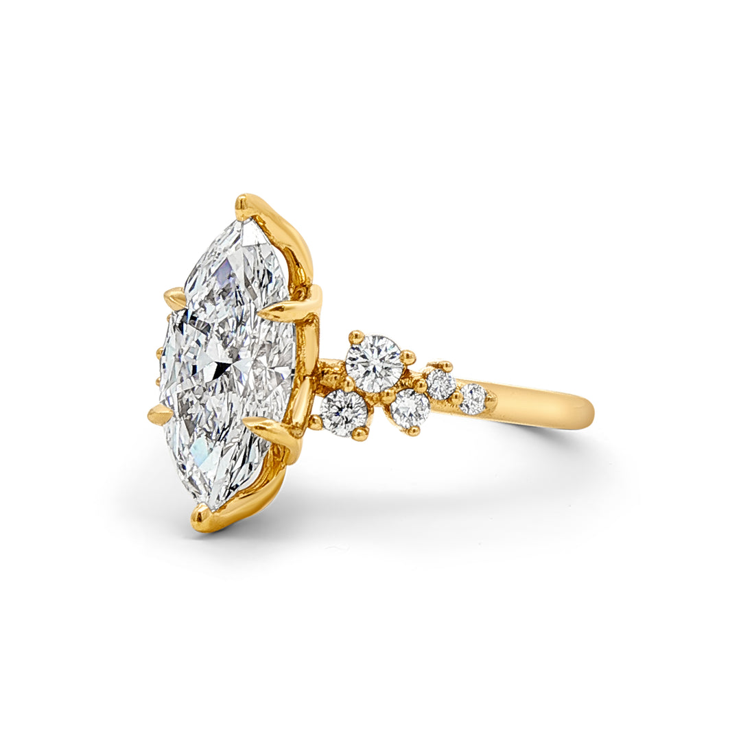 14K Yellow Gold Lab Grown Marquise Diamond Cluster Engagement Ring – 2.35ctw.