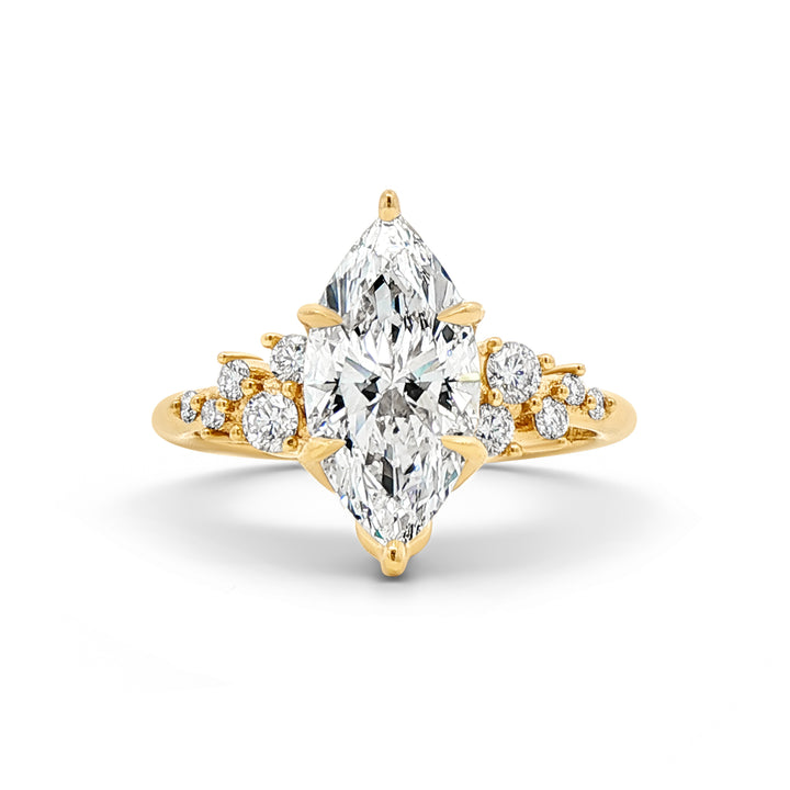 14K Yellow Gold Lab Grown Marquise Diamond Cluster Engagement Ring – 2.35ctw.