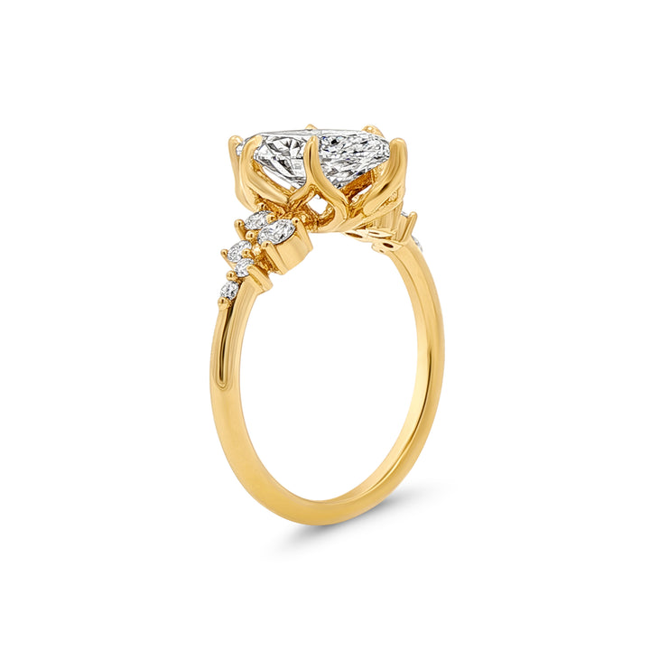 14K Yellow Gold Lab Grown Marquise Diamond Cluster Engagement Ring – 2.35ctw.