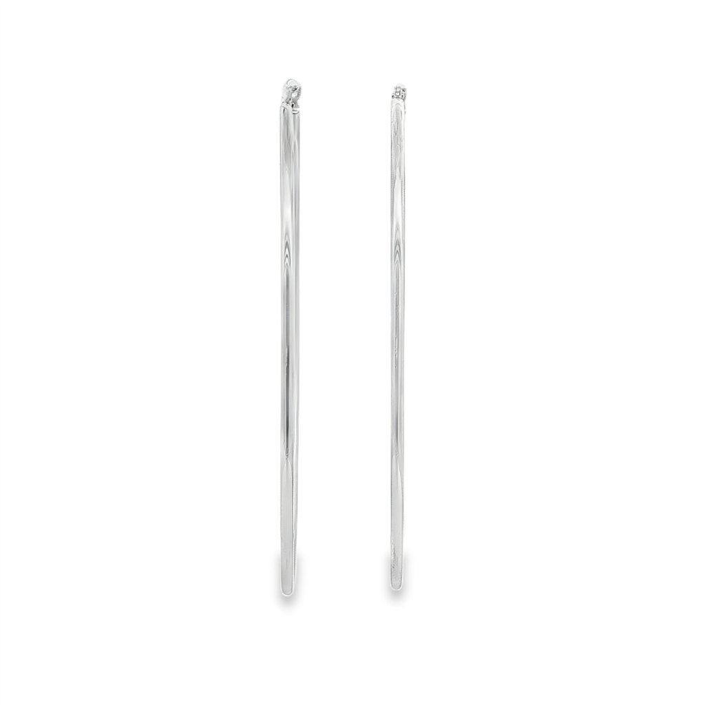 14K White Gold 70mm x 2mm Hoop Earrings – 3.5g