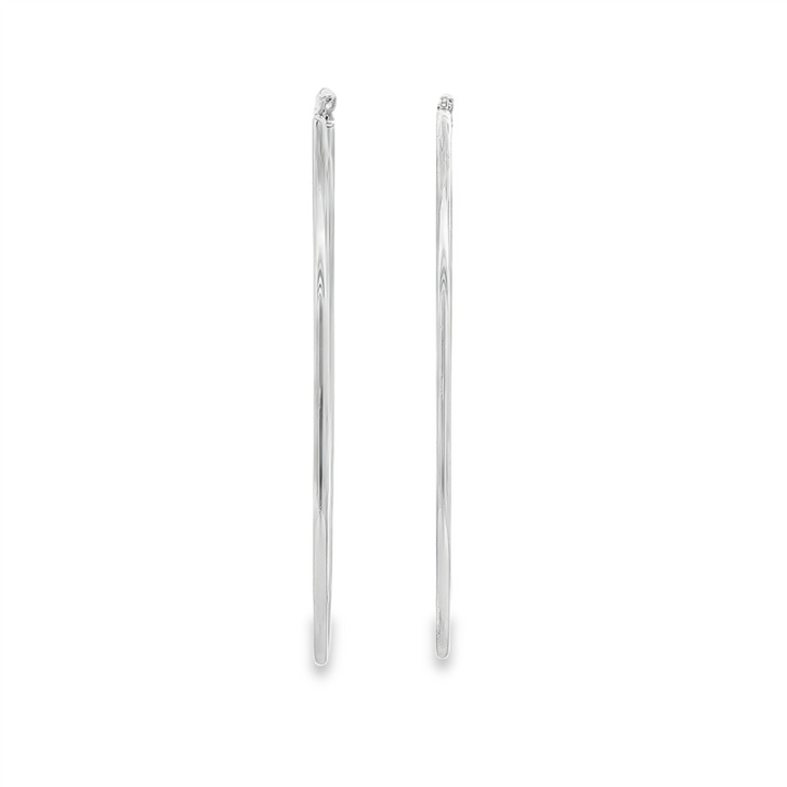 14K White Gold 70mm x 2mm Hoop Earrings – 3.5g