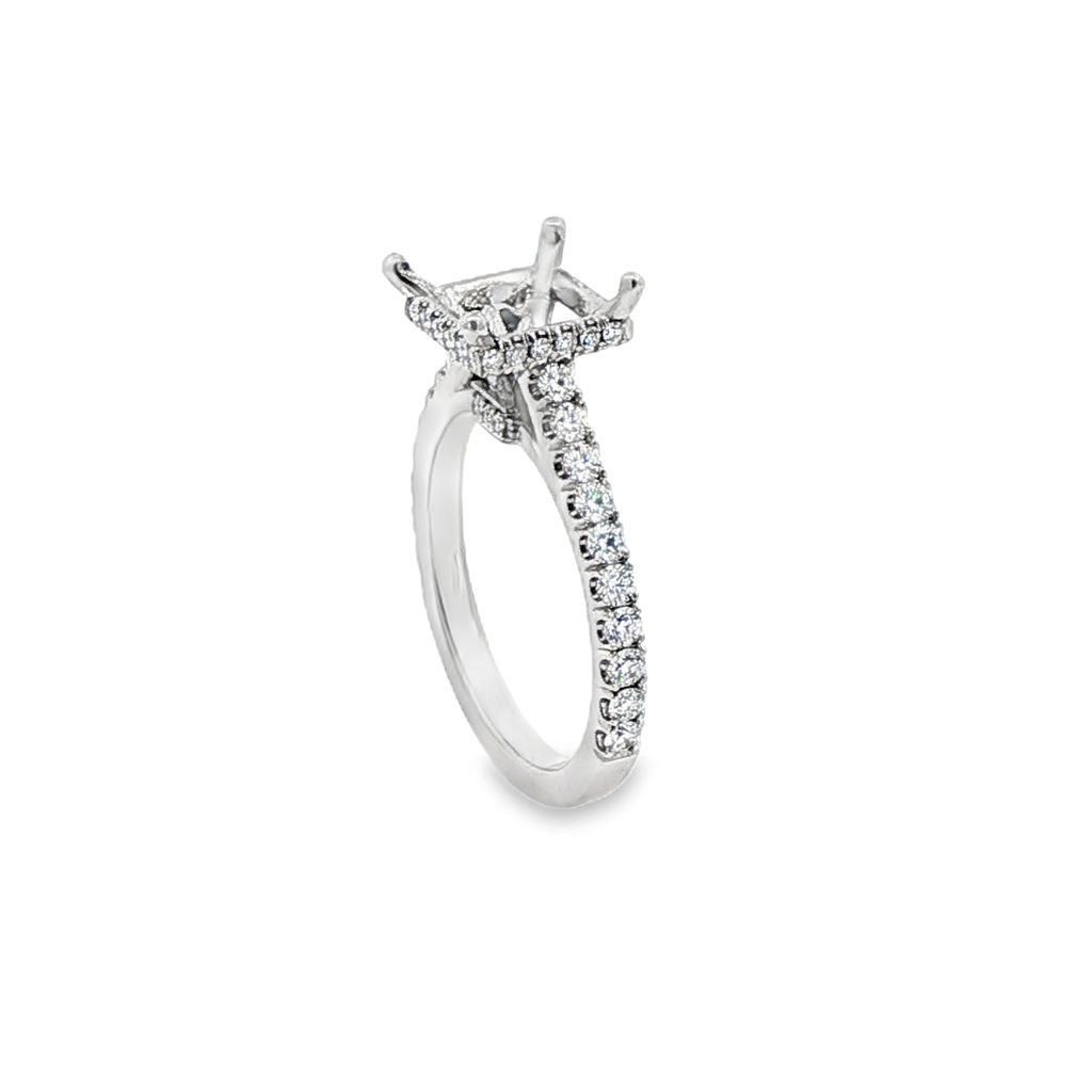 Platinum Natural Diamond Cathedral Semi-Mount Engagement Ring – 0.56ctw.