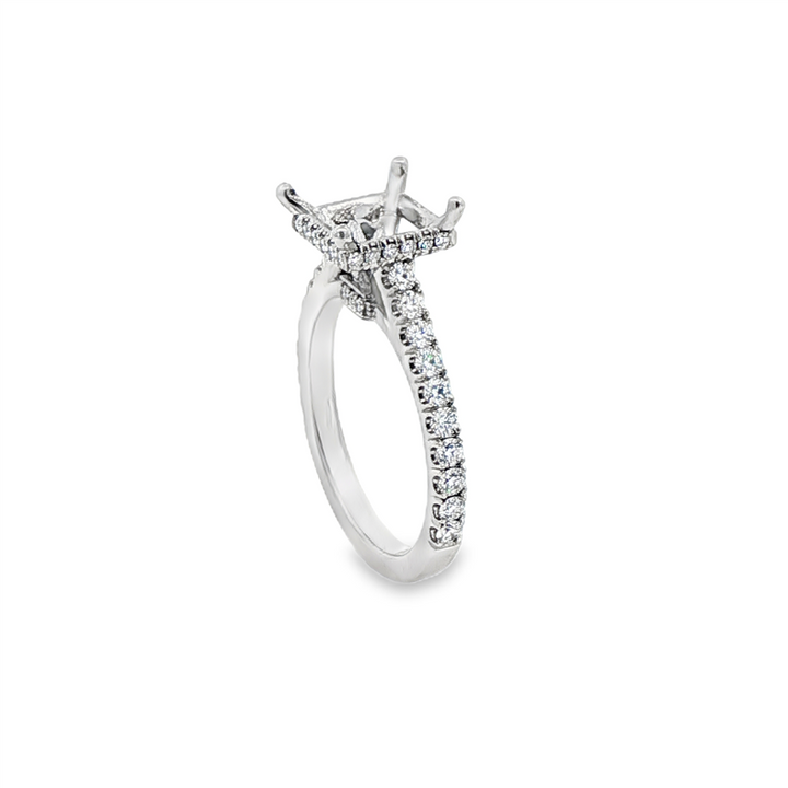 Platinum Natural Diamond Cathedral Semi-Mount Engagement Ring – 0.56ctw.