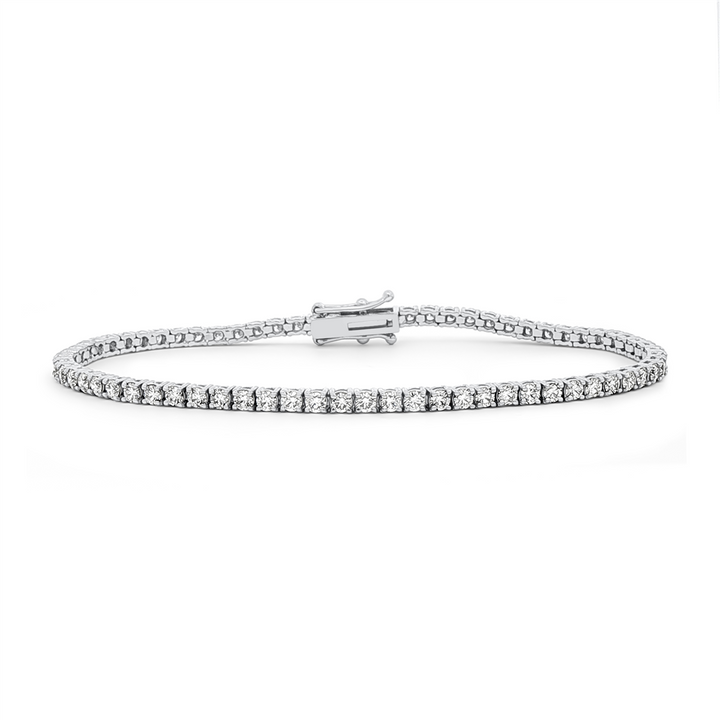 14K White Gold Natural Diamond Tennis Bracelet – 3.05ctw.