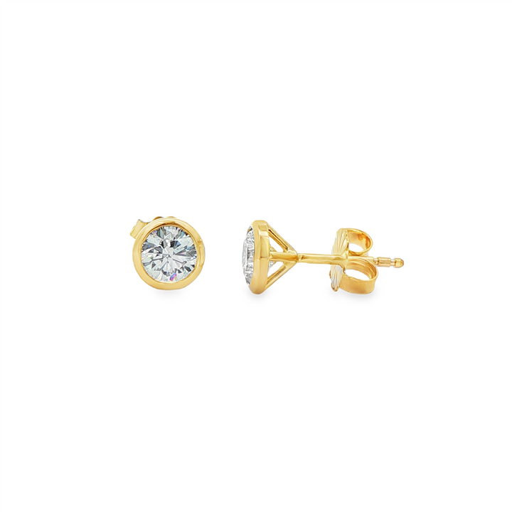 14K Yellow Gold Lab Diamond Bezel Stud Earrings – 1.03ctw, VVS2-D, IGI Certified