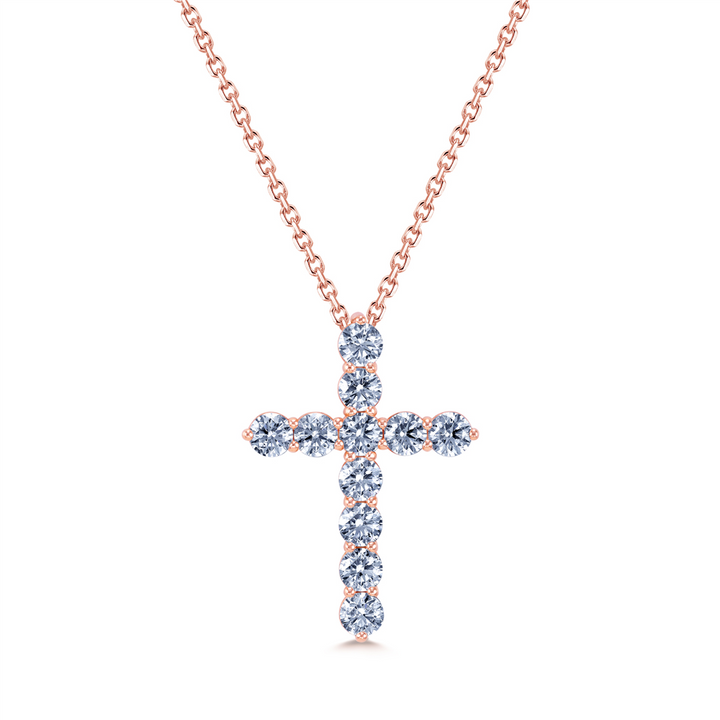 14K Rose Gold Diamond Cross Pendant 1.10ctw.